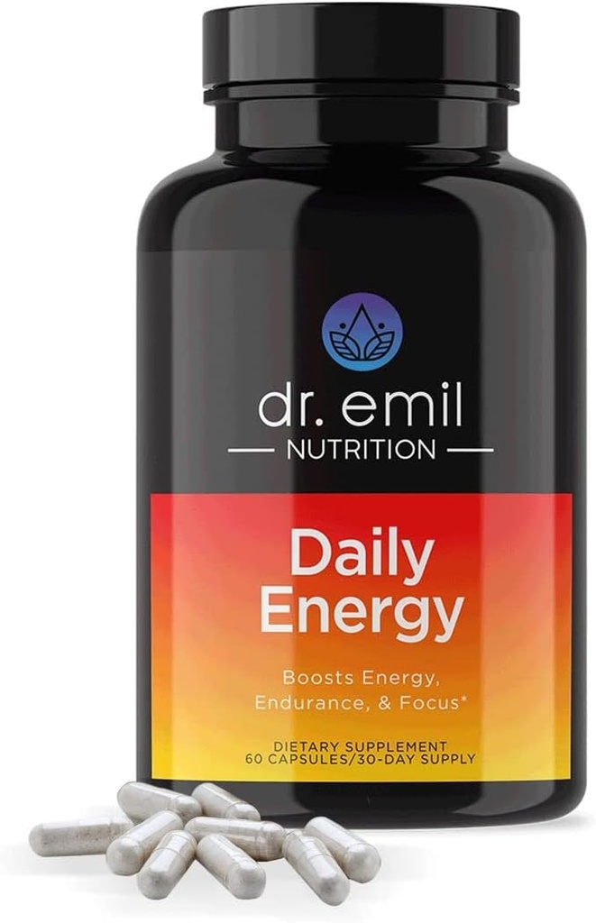 DR. EMIL NUTRITION Tagesenergie-Ergänzung - Zuckerfreie Energie Pillen mit 160mg Koffein pro Servierung - Energie-Booster & Fokus-Ergänzung mit Guarana Extract, L-Taurine & L-Theanin
