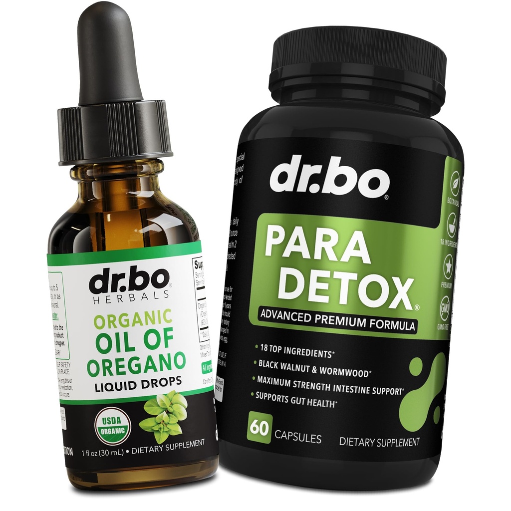 Oregano Öl Bio-Flüssigtropfen & Gut Gesundheit Kapseln - Öl von Oregano Tropfen Tinktur Extrakt & Darm Pillen Kräuter-Wormwood Schwarz Walnuss-Tropfen Immununterstützung - Kräuter Bio