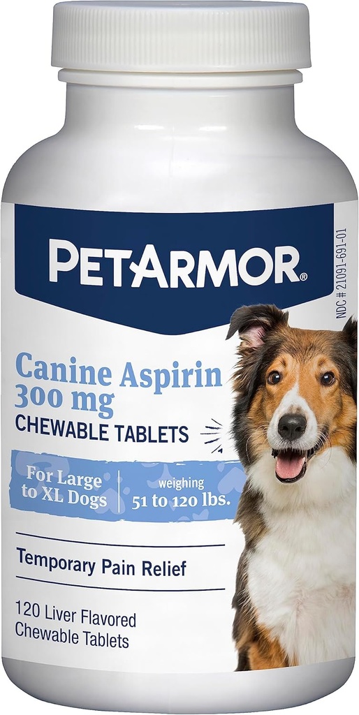 PetArmor Aspirin für große Hunde, Fast Acting Anti-Inflammatory und Schmerz Relief für Hunde, Vet-Quality Gelenk Unterstützung und Schmerz Meds für Hunde, 120 Leber Flavored Tablets