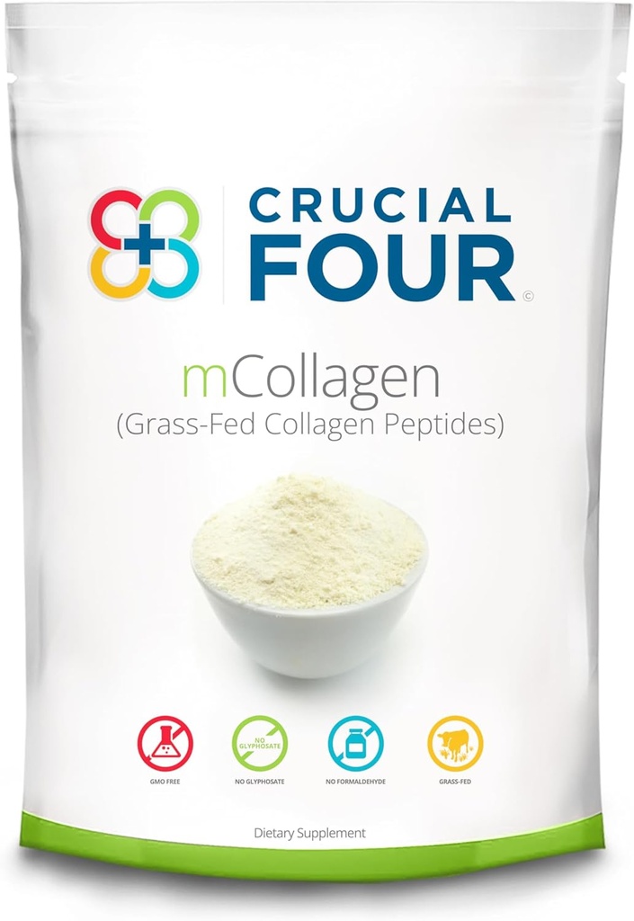 Crucial FOUR - mCollagen (Gras Fed Collagen Peptide Powder) – Aminosäuren – Perfekt für Sport-Recovery-Protein – Unterstützt Haar, Haut, Nägel und gemeinsame Gesundheit - Organische und Non-GMO (16oz)
