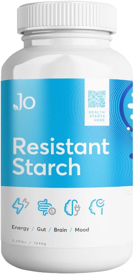 Jo’s Resistant Starch Powder - Premium Maize-Derived Superfood, Banana-Free, Lectin-Free - Fiber Supplement zur Unterstützung von Energie, Gut Health, Stimmung und Butyrate Produktion (3LB Supply)