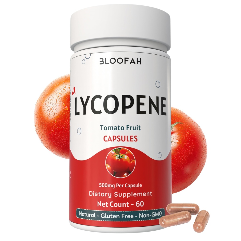 Tomatenpulver (Lycopen) Kapseln 500mg - 60 Count | Natürliche Carotinoide Ergänzung für Gesundheit und Wellness Unterstützung | 100% natürlich, pflanzenbasiert, Glutenfrei & Non-GMO Formel