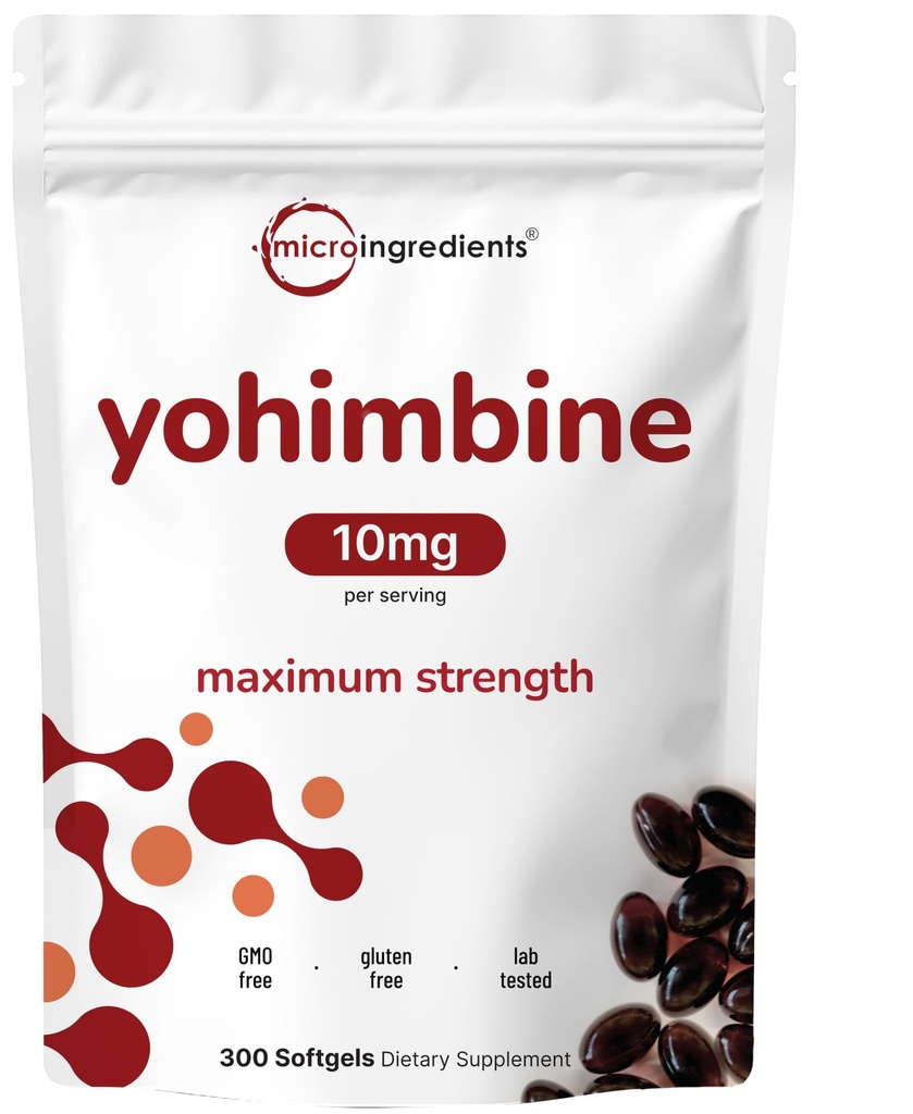 Double Strength Yohimbine Ergänzungen für Männer und Frauen, 10mg pro Servierung, 300 Softgels, Yohimbine HCL mit Virgin Sunflower Seed Oil for Better Absorption, unterstützt Energieproduktion, African Raw