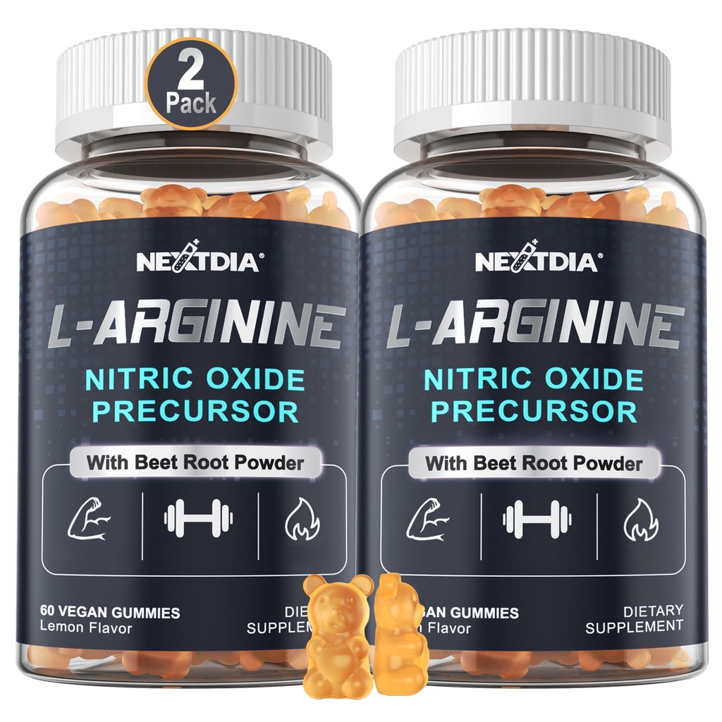 Sugar Free L Arginine Nitric Oxide Gummie 1300mg für Männer & Frauen mit L Citrulline, Rübenwurzel, B3 | L Arginine L Citrulline Ergänzungen | Vegan, 120 Zähler