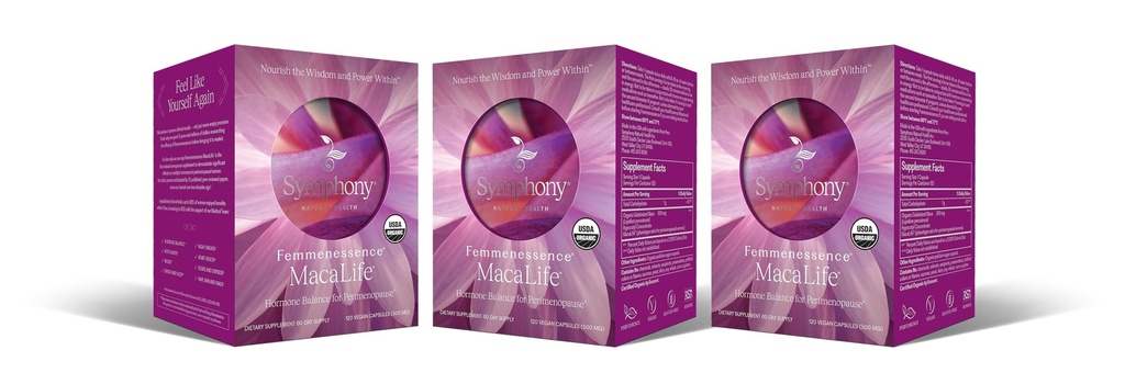 Femmenessence® MacaLife® – Klinisch bewährte Perimenopausal-Ergänzung für natürliche Hormonbilanz, Symptomrelief, Herz- und Stimmungsunterstützung, ohne Zusatz von Hormonen (360 Kapseln, 180 Tage Versorgung)
