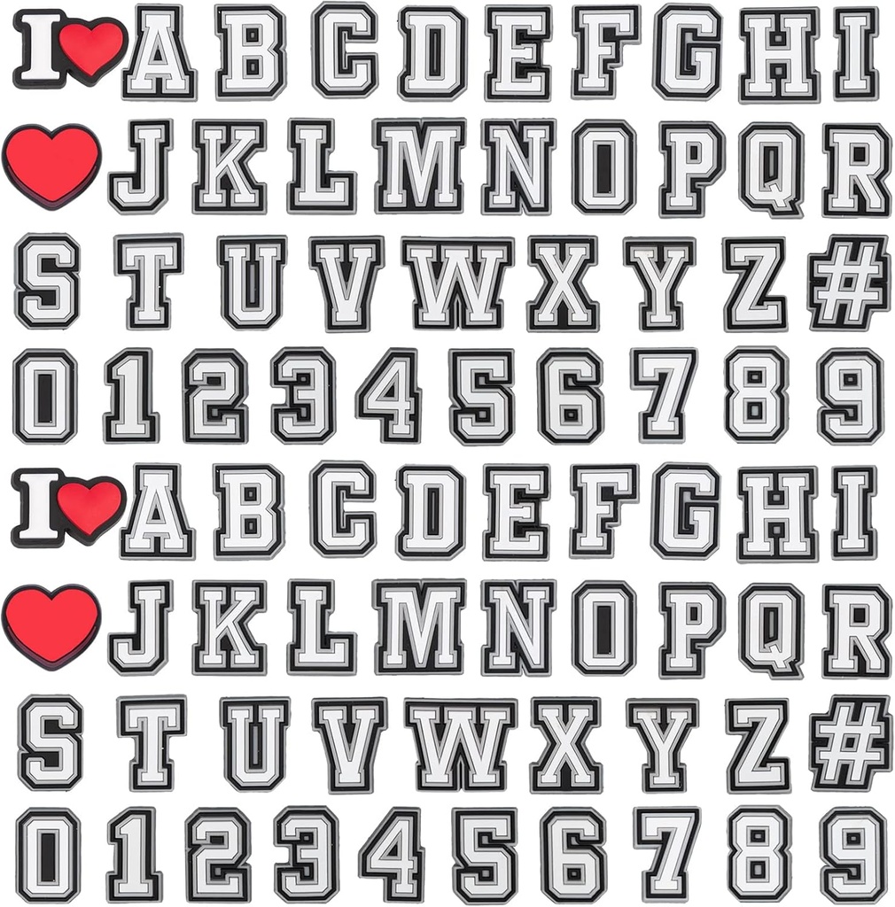 74 + 4 db Levelek Számok Cipő Charms, Dupla A-Z Levelek & 0-9 # Számok Charms Clogs karkötők karkötők, a férfi nők felnőtt gyerekek fiúk lányok