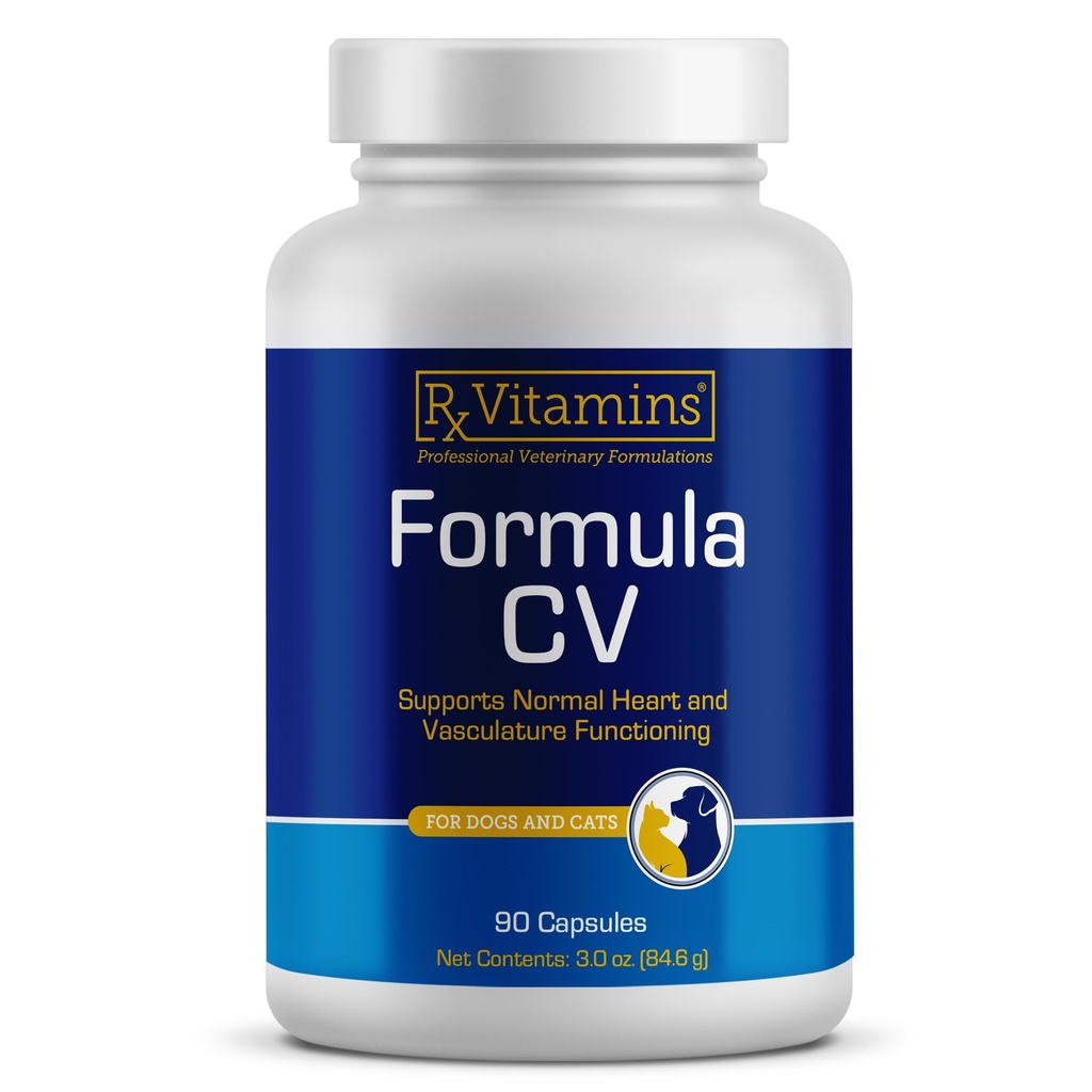 Rx Vitamins Formel CV - Hawthorn Berry Kapseln mit Taurine für Hunde & Katzen - Herzgesundheit Ergänzungen mit Magnesium und Kalium - Senior Dog Vitamins und Senior Cat Vitamins - 90ct