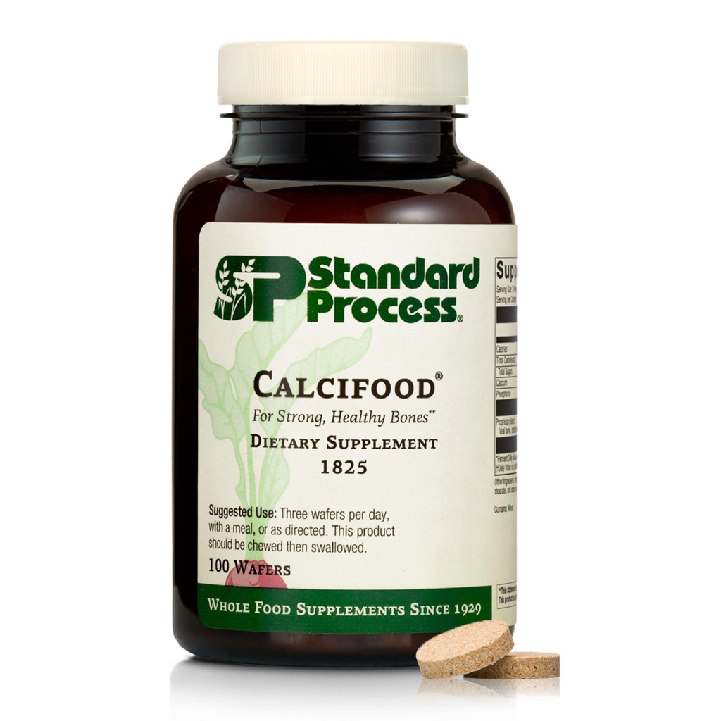 Standard Process Calcifood - Kalzium-Ergänzung für Knochenstärke und Kalziumabsorption - Knochengesundheitsunterstützung für Frauen und Männer - Non-Dairy & Non-Soy - 100 Wafers