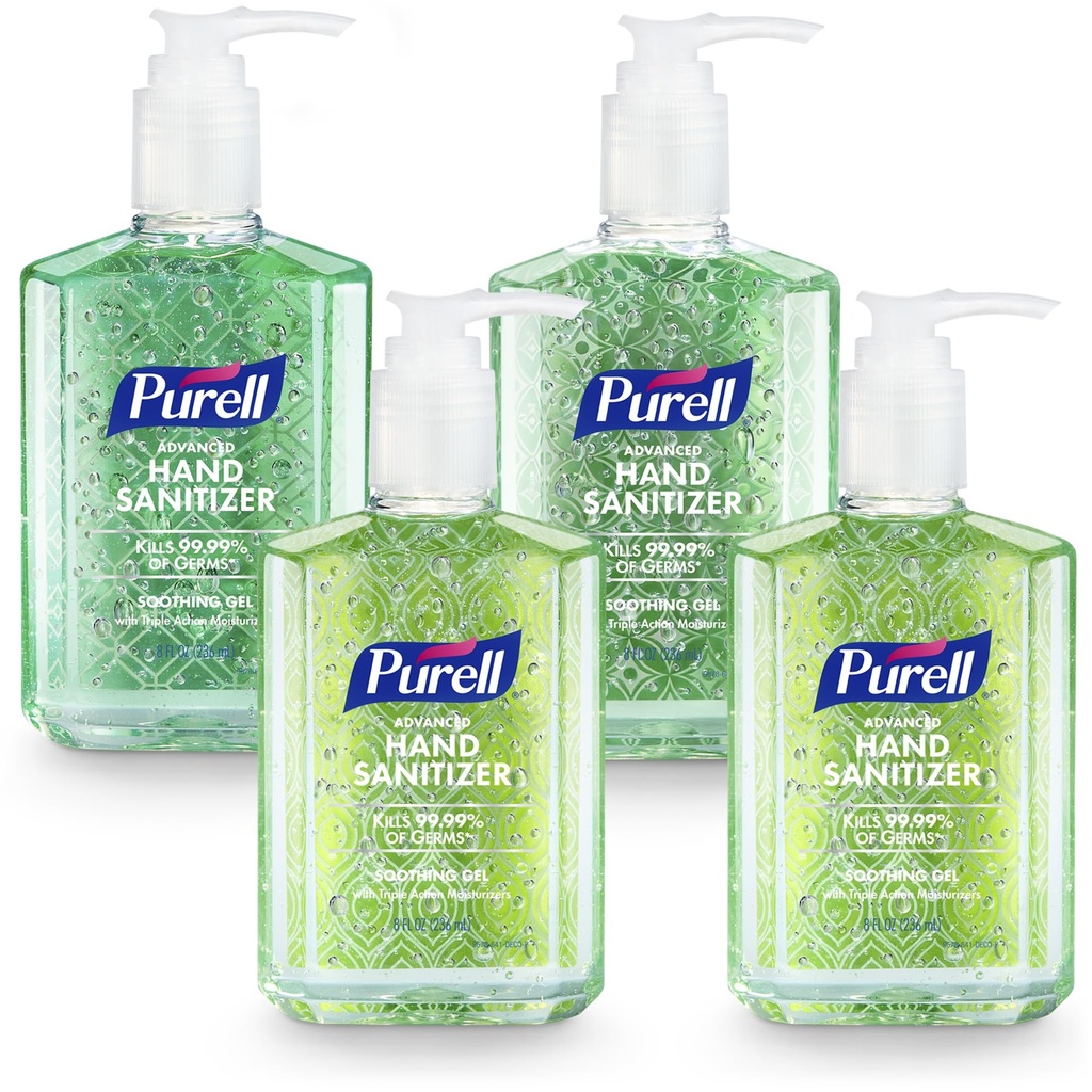PURELL Advanced Hand Sanitizer Soothing Gel, Fresh Incent, 8 fl Oz Pump Bottle (4-es csomag), 9674- 06- ECDECO