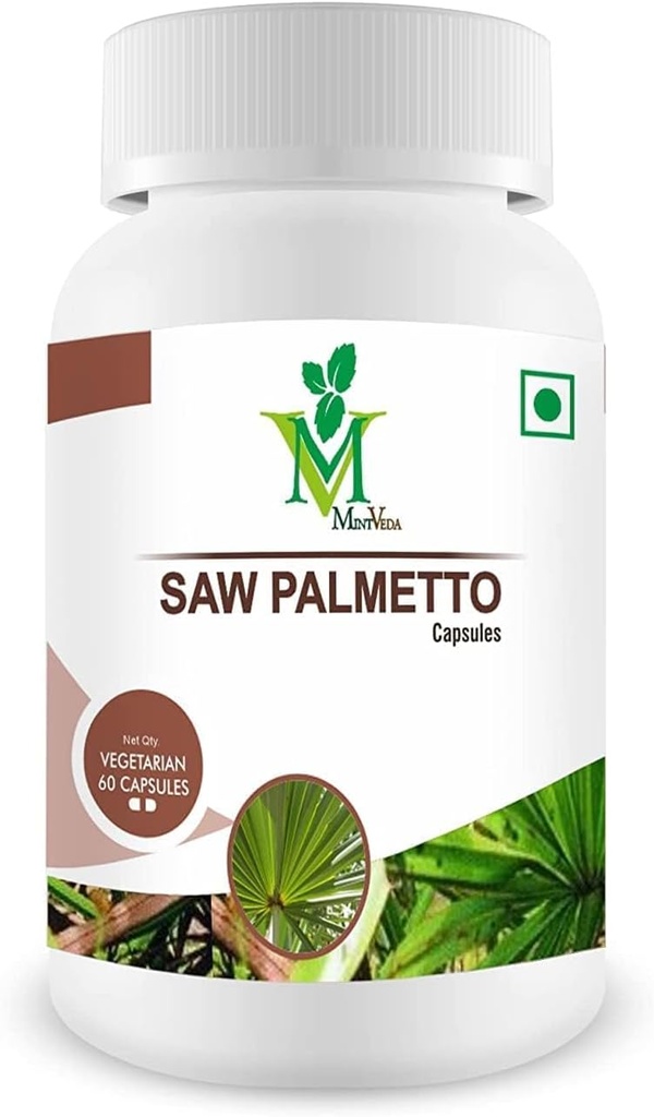 Saw Palmetto Extrakt Kapseln 800mg | Nahrungsergänzungsmittel für Haarwachstum | Unterstützt Prostata Gesundheit & Urinär Gesundheit Gut & Natürlich -60 Veg Kapseln