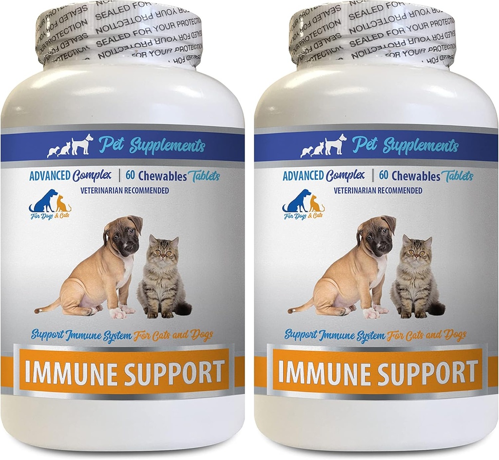 Dog Immununterstützung - PET Immununterstützung - für Hunde und Katzen NUR - natürlich - VETS Choice - Hundekurz Ergänzung - 120 Bäume (2 Flaschen)