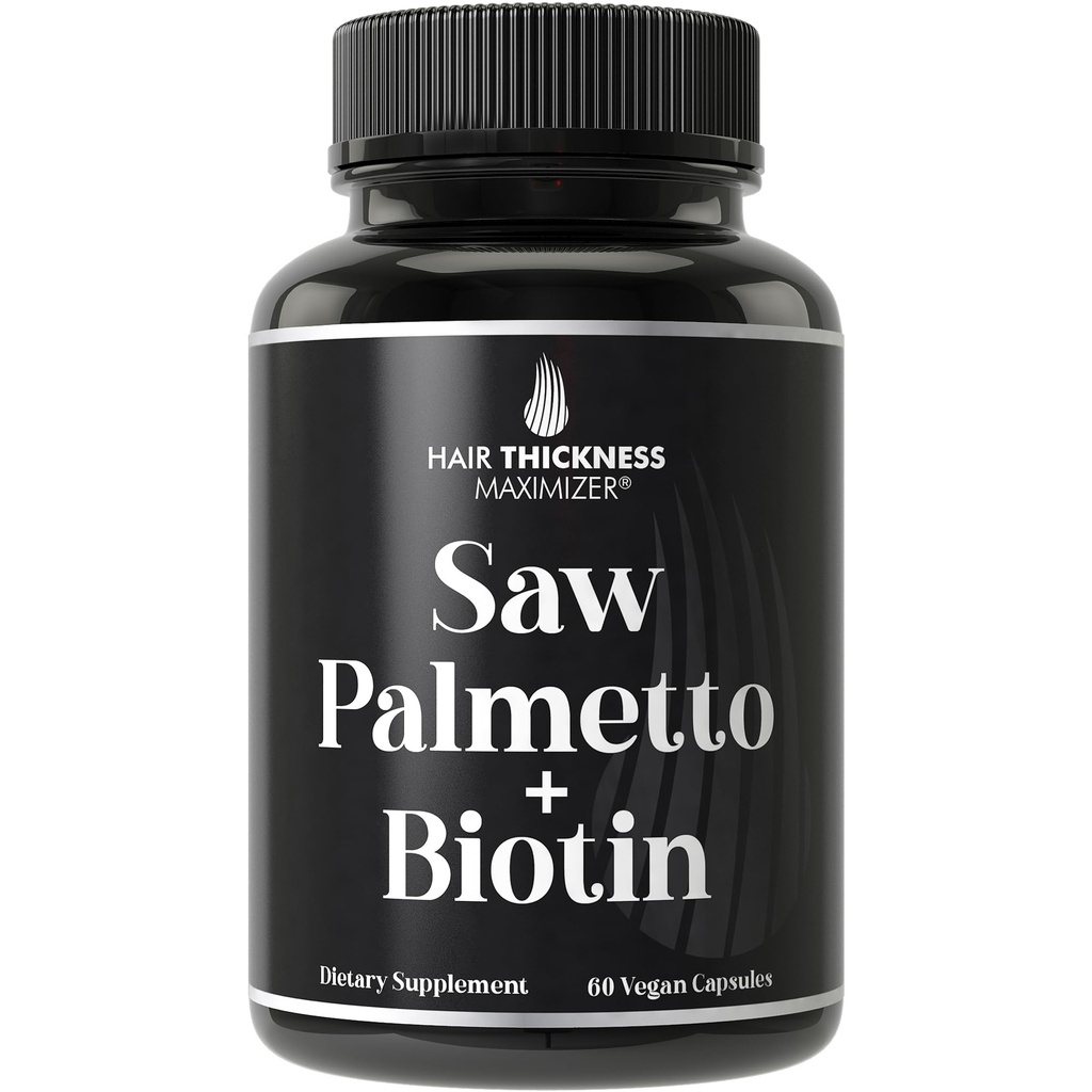 Saw Palmetto + Biotin Advanced 2-in-1 Combo für Haarwachstum. Vegan Kapseln Ergänzung mit natürlichem Saw Palmetto Extrakt + 10000mcg Biotin. Haarausfall und Regrowth Pillen für Männer und Frauen. DHT Blocker