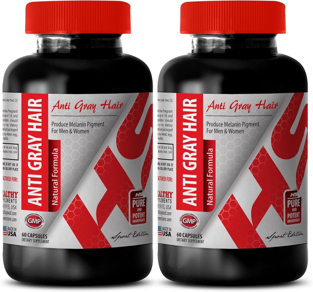 Folic Acid Organic - Anti-Grau-Haar Natürliche Formel - Helfen Sie Hautgesundheit fördern (2 Flaschen)