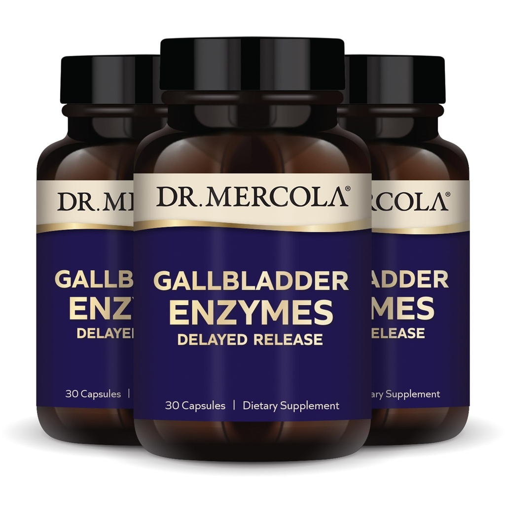 Dr. Mercola Gallenblasenenzyme - Gallenblasen- und Verdauungsunterstützung - Enthält Pankreasprotease, Amylase und Lipase - Nicht-GVO, Glutenfrei und Sojafrei - 90 Kapseln mit verzögerter Freisetzung (90 Portionen)