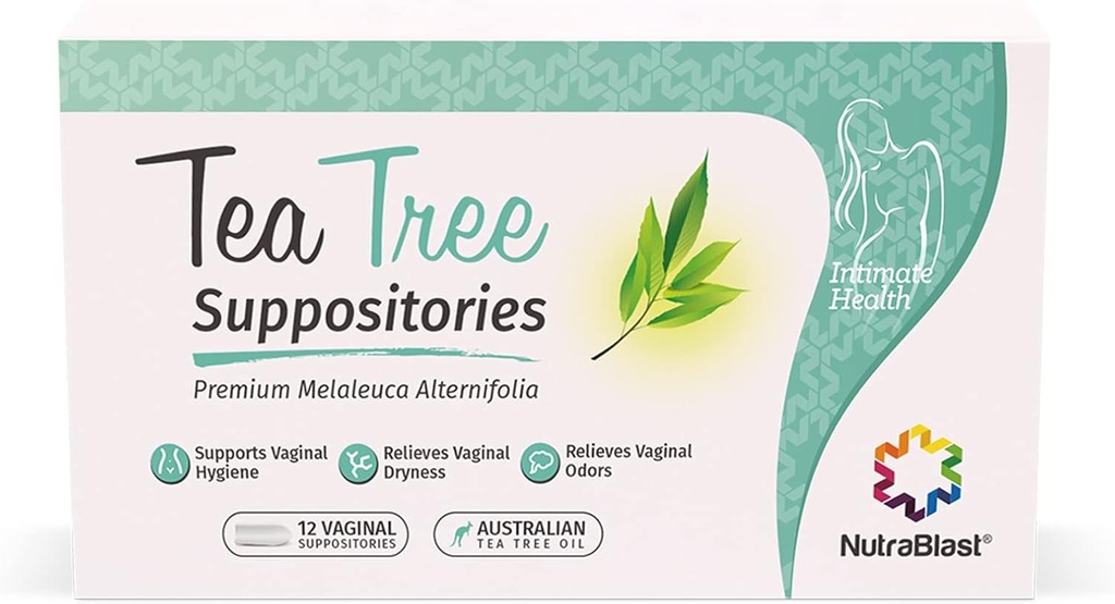 NutraBlast Tea Tree Oil Suppositories (12 Count) | Alle natürlichen Intimate Deodorant für Frauen | Wiederherstellen Feminine Balance | Made in USA