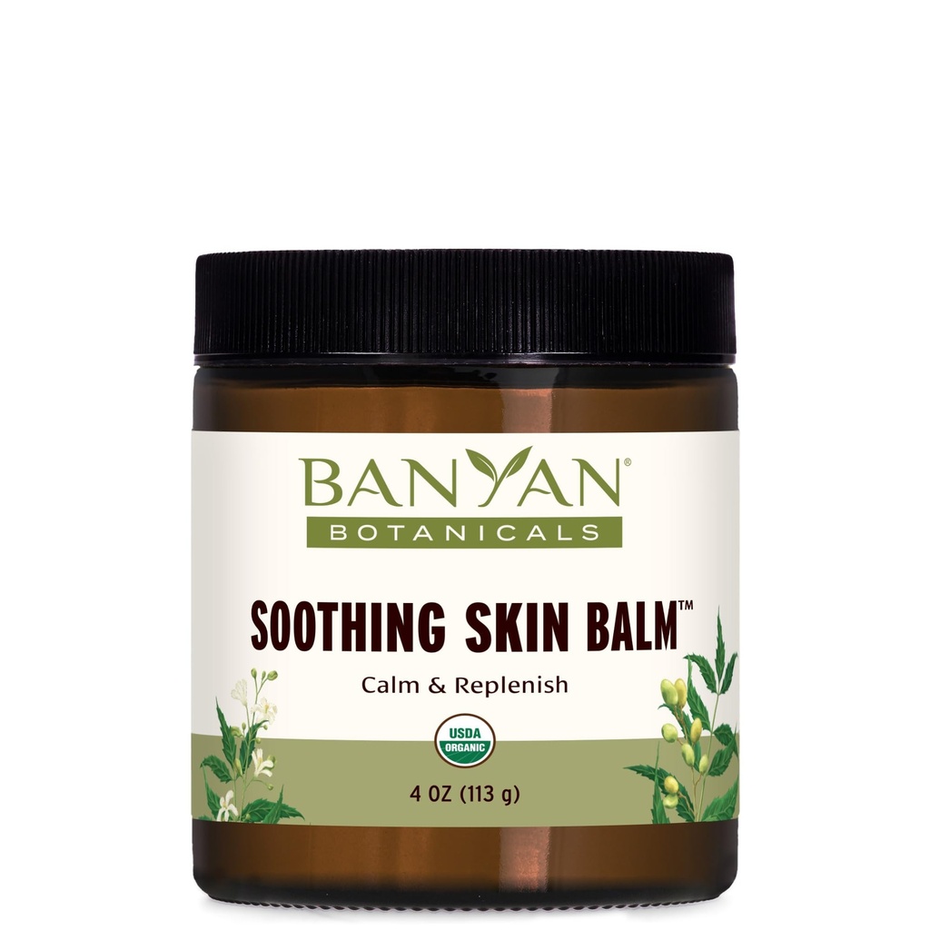 Banyan Botanicals Beruhigende Hautbalsam – Bio-Kräuterhautpflege Salve mit Neem Blatt und Vetiver – Kühl- und beruhigende Balsam für natürliche Hautgesundheit – 4 Unzen – Non GMO Sustainable Sourced Petroleum Free
