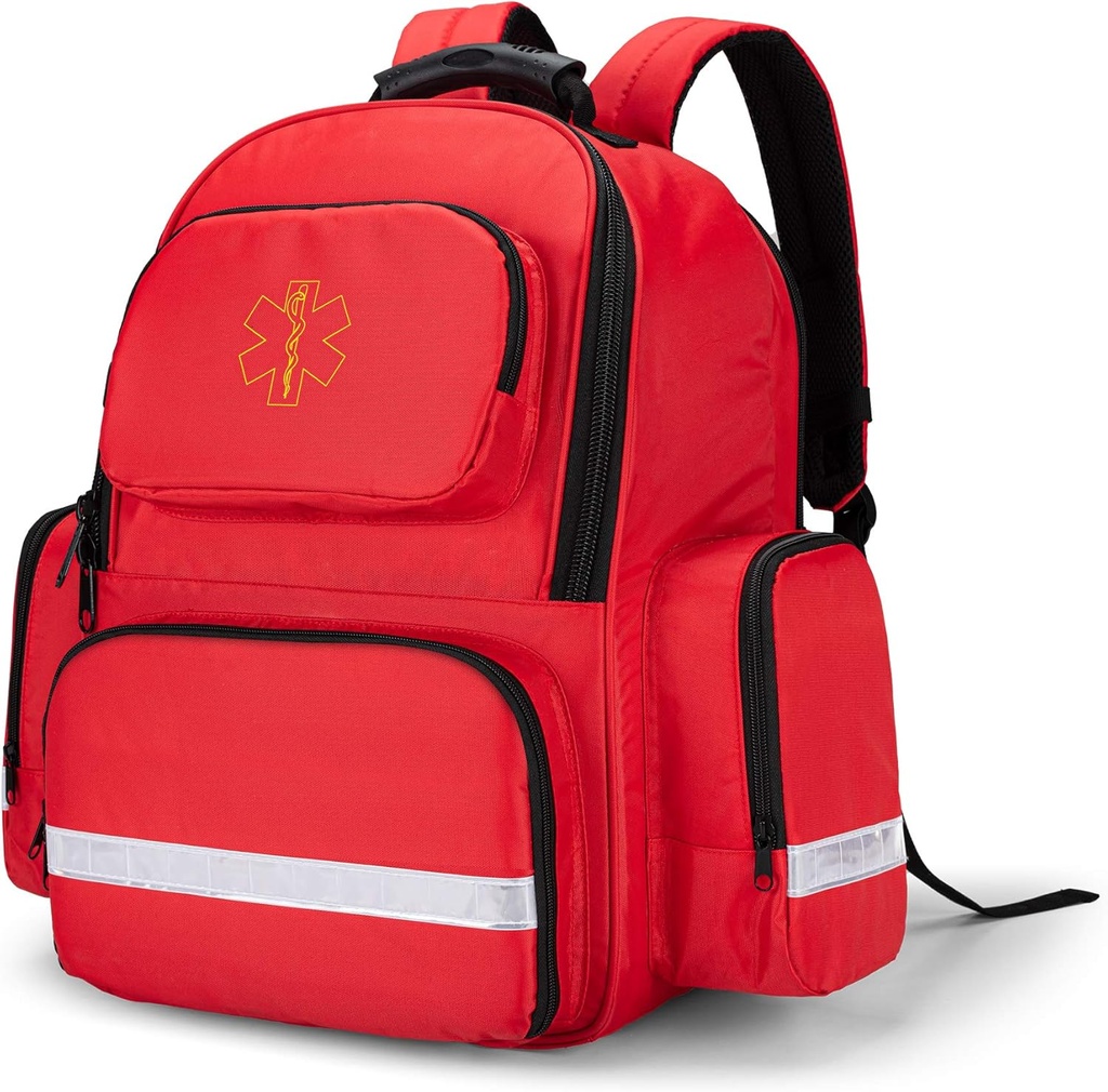 Trunab Első válaszadó táska Trauma Backpack Üres, orvosi vészhelyzetben Kits Storage Jump Bag Pack EMT, EMS, rendőrség, tűzoltók, biztonsági tisztviselők - szabadalmaztatott design Red