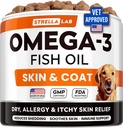 StrellaLab Omega 3 für Hunde - (180Ct) Fish Oil Treats - Allergy & Itch Relief Skin & Coat Supplement - Dry Itchy Skin, Anti Shedding & Hot Spots Behandlung - Pet Salmon Oil Chews - Huhn Flavor