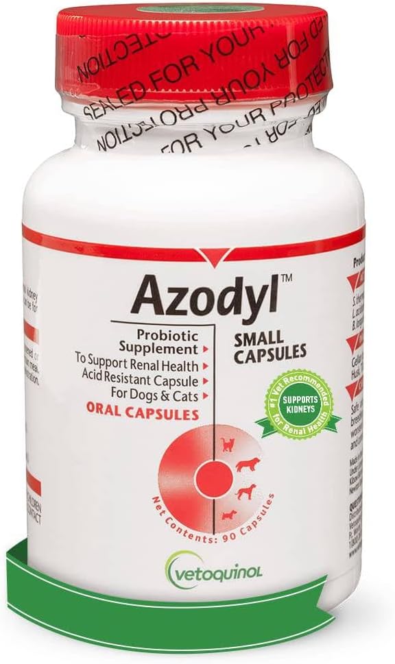 Vetokinol Azodyl Kidney Health Supplement for Dogs & Cats, 90ct - Probiotic Pet Wellbeing - Help Support Kidney Function & Manage Vese Toxinok - Vese-Supplement - Easy- to- Swallow Small Caps