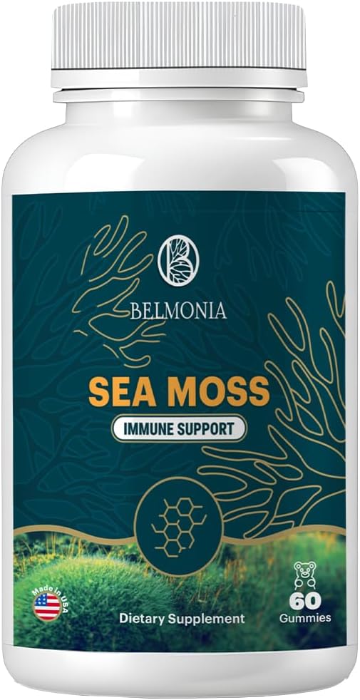 Sea Moss Gummi — Immunstärke und Hautgesundheit, Organic Irish Moss Gummy Bears, 60 Count, Vegan, Superfood Chewable Supplement für Endurance & Health