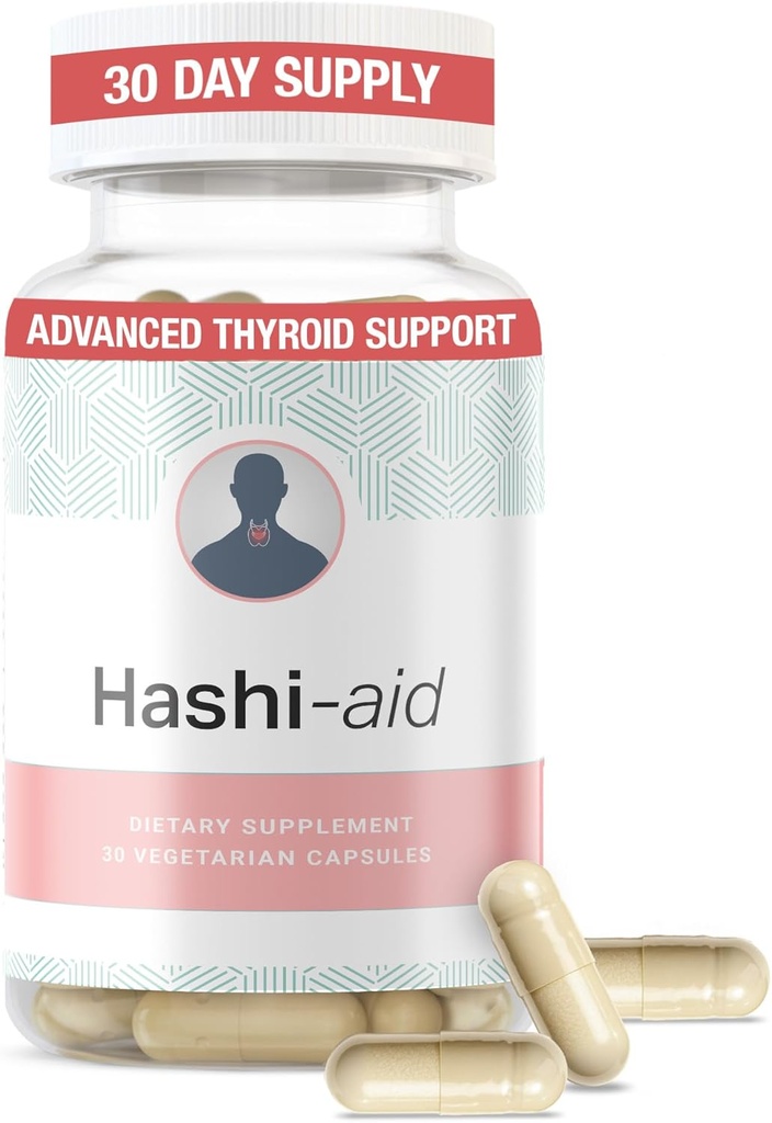 IBDassistTM Hashi Aid Schilddrüse Unterstützung für Frauen und Männer - Schilddrüsen-Ergänzung für Hashimoto's Disease & Hypothyroidism* - Verpackt mit Ashwagandha, Selen, Zink, essentielle Vitamine & Mehr - 30 Kapseln