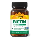 Country Life Biotin 1mg unterstützt gesundes Haar, Haut und Nägel, 100 Tabletten, zertifiziert Glutenfrei, zertifiziertes Vegan, zertifizierter Halal, nicht-GMO Verifiziert