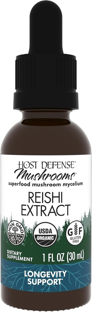 Host Defense Reishi Extract - Herz-und Immun-Gesundheits-Ergänzung - Pilz-Ergänzung zur Unterstützung von Energie & Vitalität - Reishi-Ergänzung zu Aid Gesamt-Well-Being - 1 fl oz (30 Servierungen)*