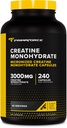 Primaforce Creatine Monohydrate Capsules - 240 Capsules, 3000mg per Serving, Gluten Free and Non-GMO