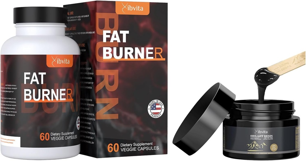 Fat Burner für Herren Frauen & Pure Himalayan Organic Shilajit Resin, Weight Loss Appetite Suppressant, Shilajit mit Fulvic Acid & 85+ Trace Minerals Ergänzung für Energie-Boost & Immununterstützung