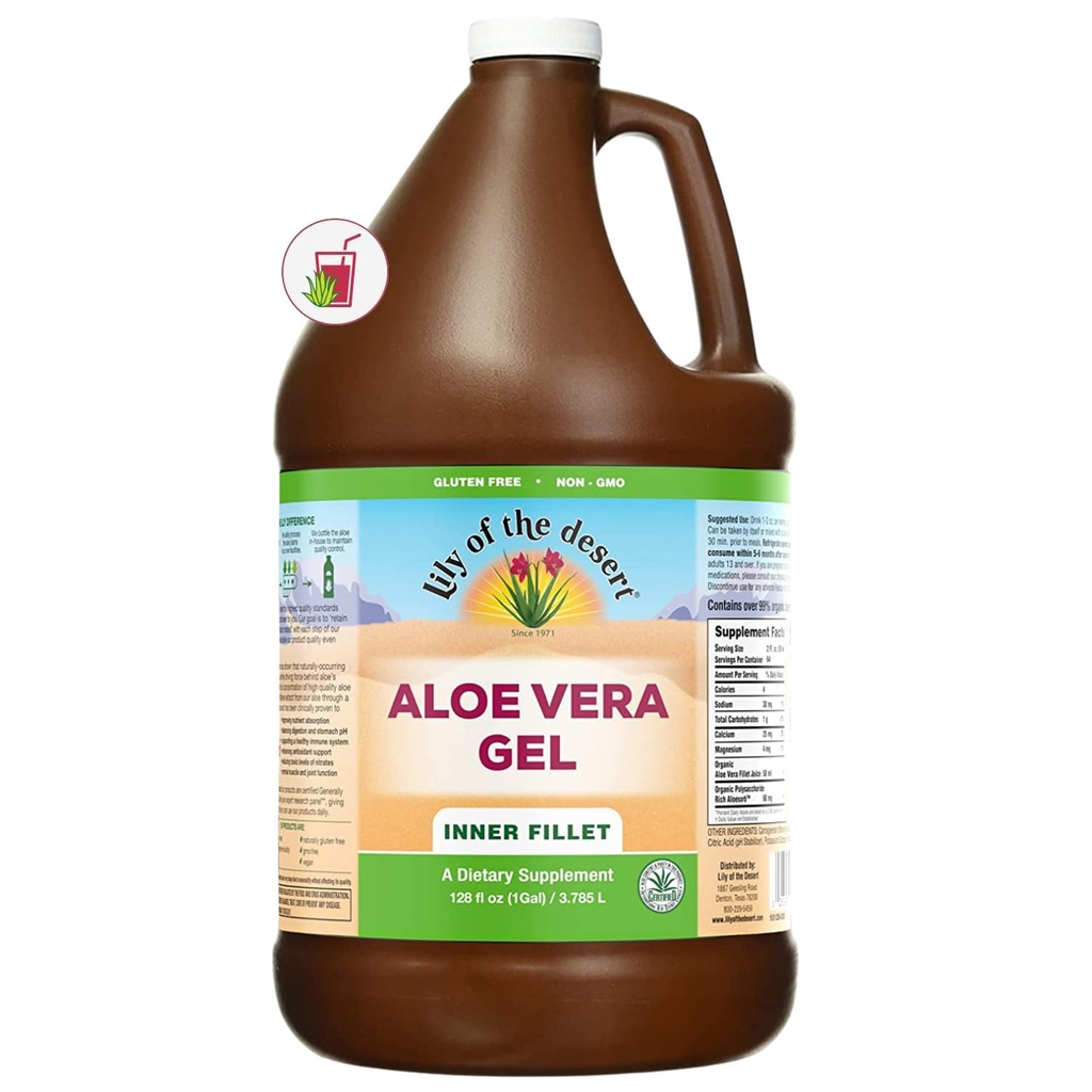 Lily of The Desert Aloe Vera Gel - Inner Fillet Thicker Consistency Aloe Vera Drink mit natürlichen Vitaminen, Verdauungsenzyme für Gut Gesundheit, Stomach Relief, Wellness, Glowing Skin, 128 Fl Oz