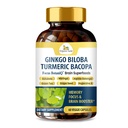 Bio Veda Ginkgo Biloba Turmeric Bacopa Brain Ergänzung für Gedächtnis, Stimmung & Fokus mit Ashwagandha - Konzentration, Energie & Gehirn Booster, Gesunde Gelenke & Zirkulation Unterstützung - 60 Vegan Kapseln