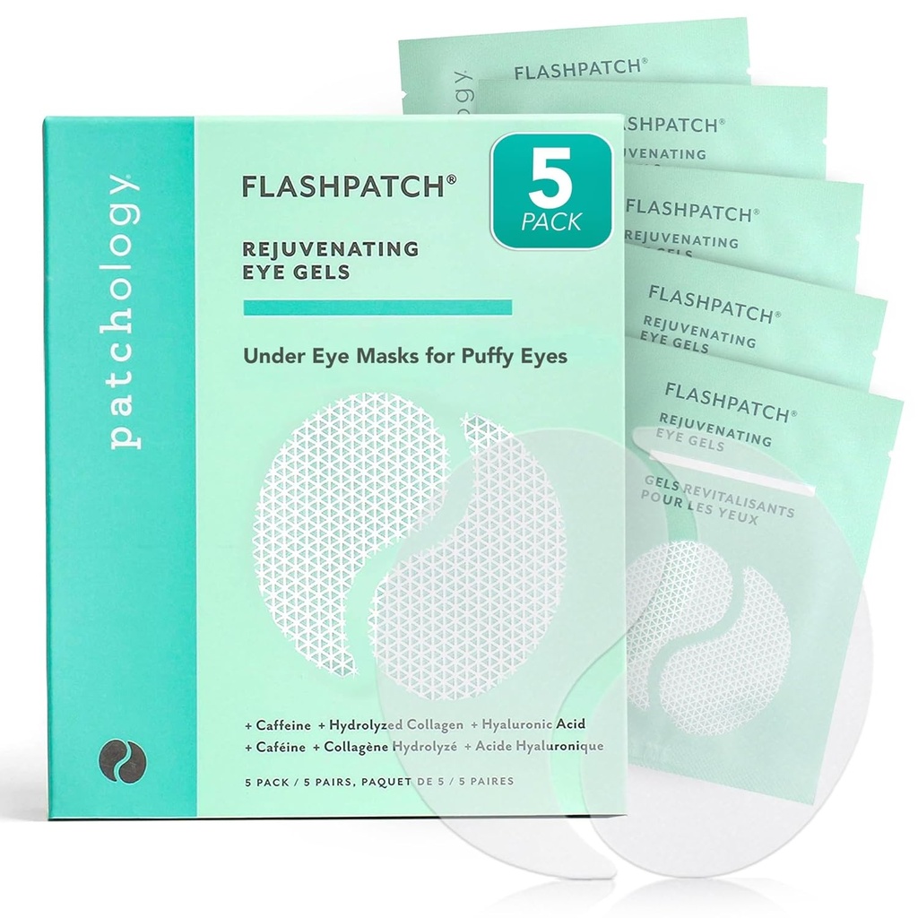 Patchology Under Eye Gel Patches – Natürliche Augenmasken für Puffy Eyes, Dark Circles & Eye Bags, beruhigende Hautpflegebehandlung für alle Hauttypen, Beauty & Personal Care Essentials (5 Paare)