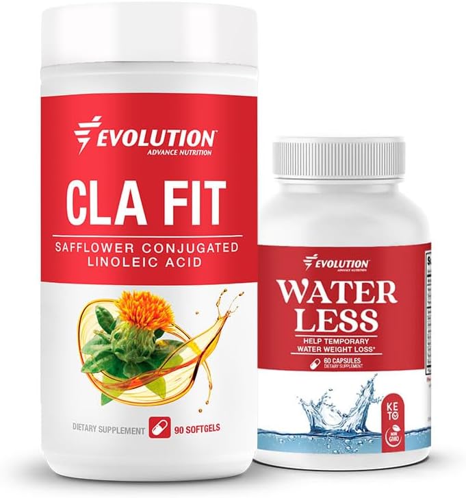 Evolution Advance Sport Táplálkozás CLA Fit - Sáfrányos konjugált linolsav kiegészítés, Támogatása Lean izomtömeg, Promote Energy (90 Softgels) + Víz kevesebb - Csökkenti a vízvisszatartás (60 kapszula)