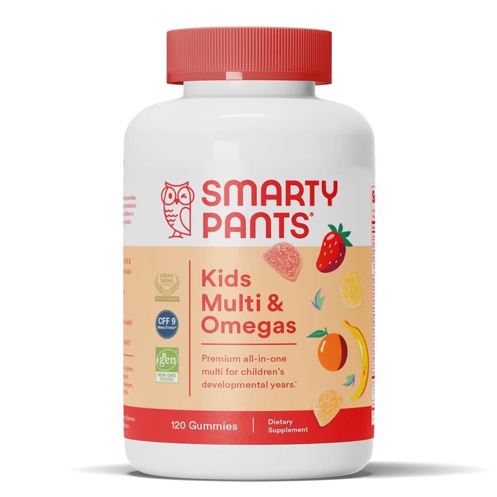 Omega 3 halolaj (EPA / DHA), D3-vitamin, C-vitamin, B12-vitamin, B6, A, K & Cink az immunrendszer támogatására, biotin, glutén mentes, három gyümölcsíz, 120 gróf (30 napos ellátás)