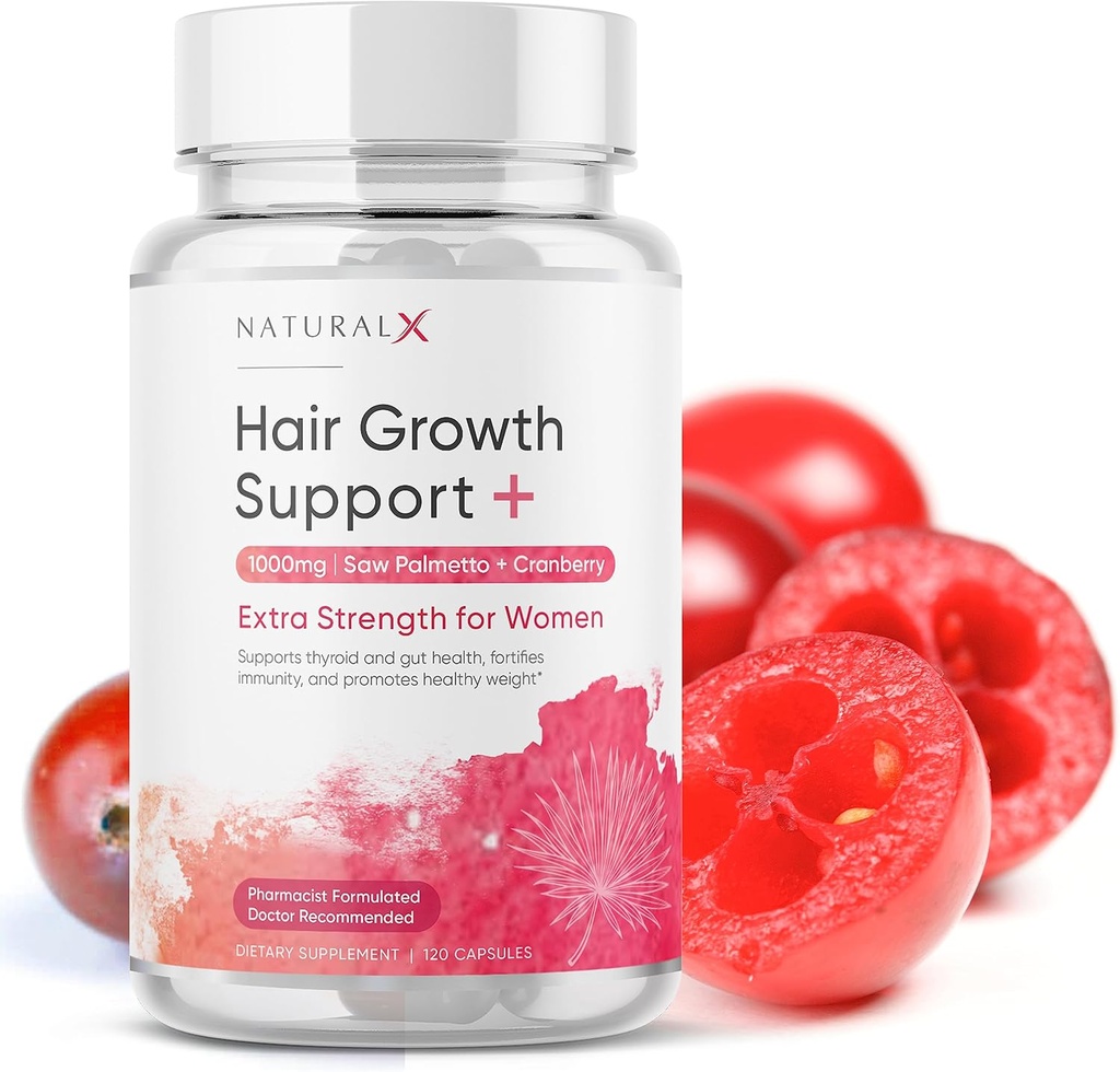 Saw Palmetto für Damen - DHT Blocker Haarwachstumsergänzung - 1500mg Saw Palmetto mit Cranberry für Anti-Hair Loss Unterstützung, Haar Vitamine für Thicker, Fuller Hair und Regrowth (30-Day Supply)