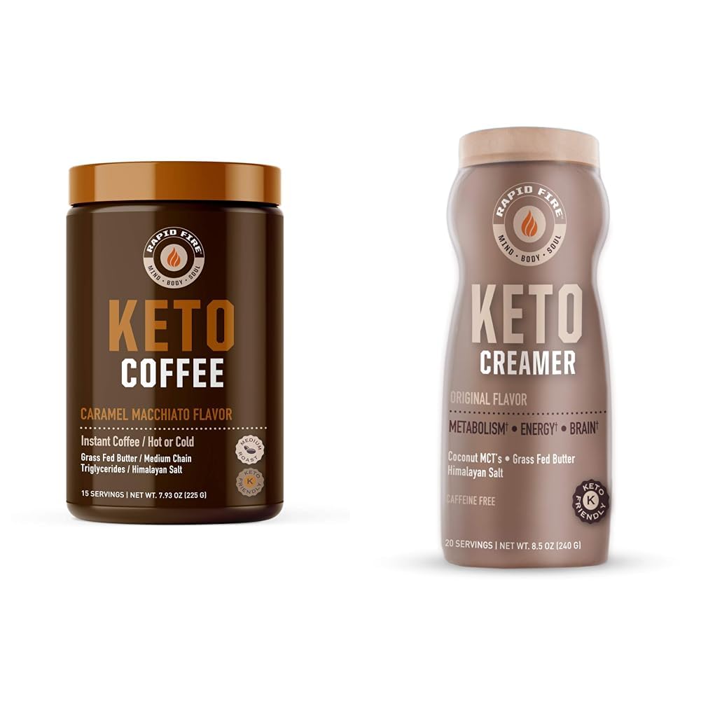 Gyors tűz Ketogén kávé Mix Karamell Macchiato MCT Creamer, Támogatja a metabolizmus, fogyás, Keto Diet, 7.93 és 8.5 unces