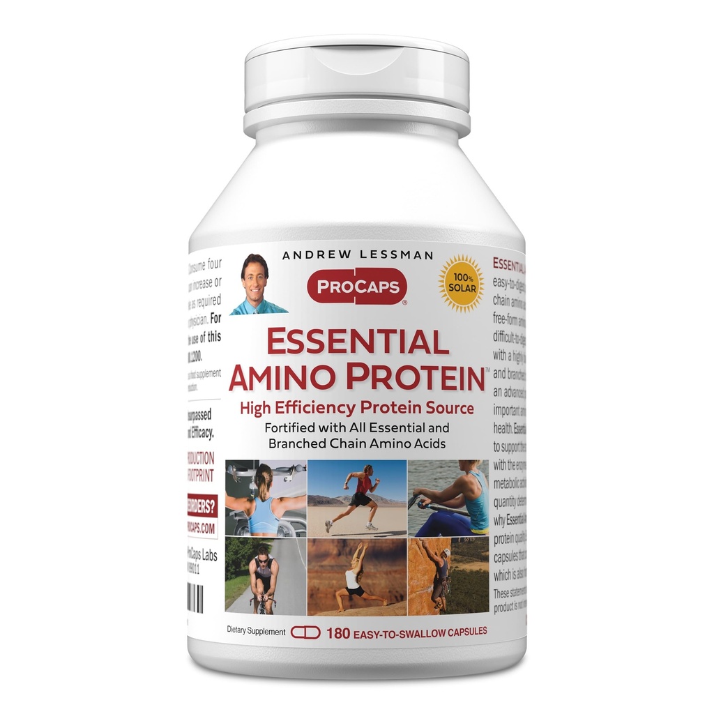ANDREW LESSMAN Essential Amino Protein 180 Kapseln - Eine hochverfügbare Proteinquelle mit essentiellen und verzweigten Aminosäuren. Unterstützt Struktur und Funktion von Schlüsselorganen und Geweben.