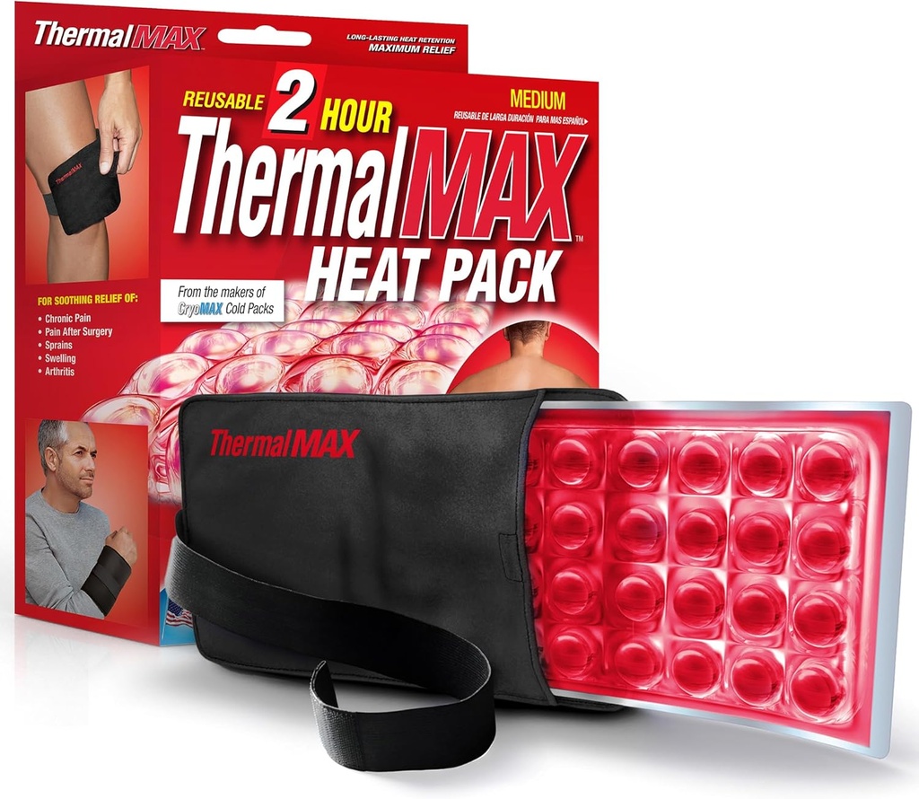 ThermalMax wiederverwendbares Heat Pack - Langlaufen, bis zu 2 Stunden Therapeutische Hitze, Schnell-Heating Relief Wrap mit verstellbaren Riemen, Best For Pain Relief, Muskelkomfort, Knie, Rücken, Hüftchirurgie - Medium