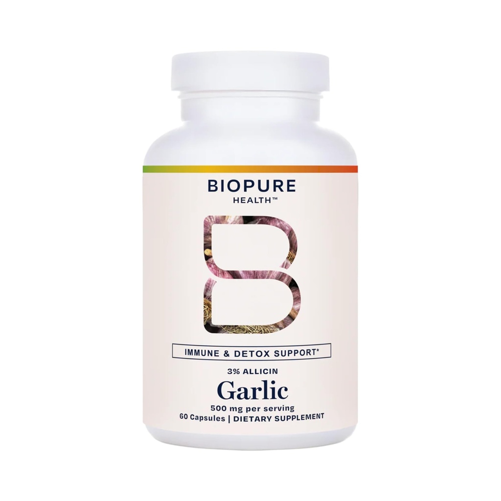 BioPure High Allicin Knoblauch Supplement – Potent Organic Supplement Rich in Allicin, Trace Minerals, Vitamine, Aminosäuren, & Enzyme für Immun, Detox, Gut Health, & Gesamt Wellness – 60 Kapseln