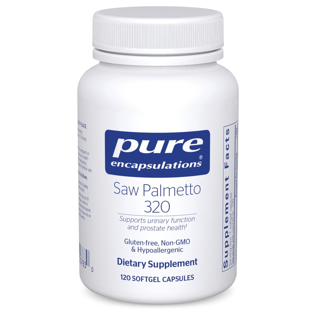 Pure Encapsulations Saw Palmetto 320 - Fettsäuren & andere essentielle Nährstoffe zur Unterstützung von Metabolismus & Urinary Funktion - mit Saw Palmetto Extract - 120 Softgel Kapseln