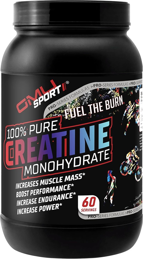 GMU SPORT - 100% reines Kreatin-Monohydrat-Pulver für Männer und Frauen - reines Kreatin-Pulver für Muskelwachstum, verbesserte Leistung und erhöhte Stärke-Kratin-Ergänzung - Unflavored
