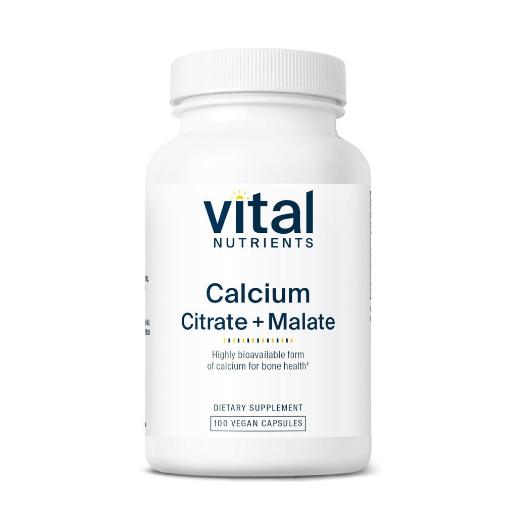 Vital Nährstoffe Calcium-Zitrat und Malat-Komplex 150mg | Vegan-Ergänzung | Unterstützung Knochenstärke, Muskel-und Herz-Kreislauf-Gesundheit* | Gluten, Milch und Soja Kostenlose | 100 Kapseln