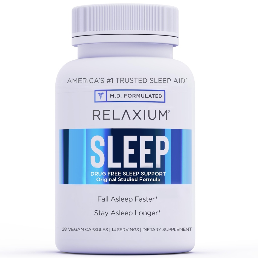 Relaxium Sleep Aid, 14-Day Supply, Non-Habit Forming, Nahrungsergänzung für besseren Schlaf, Drug-Free, Stress, mit Magnesium, Melatonin, GABA, Kamille, Made in USA (28 Vegan Capsules)