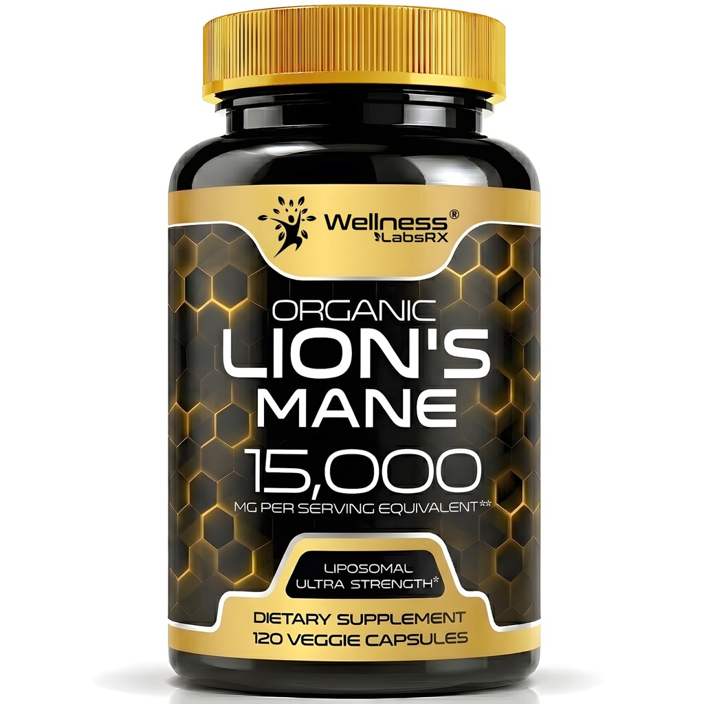 Lions Mane Supplement Kapseln - 120 Count - Pilz-Ergänzung, Gehirn-Ergänzungen für Gedächtnis und Fokus, Lion's Mane Mushroom Capsules Organic - Kognitive und Immununterstützung, Fokus-Ergänzung