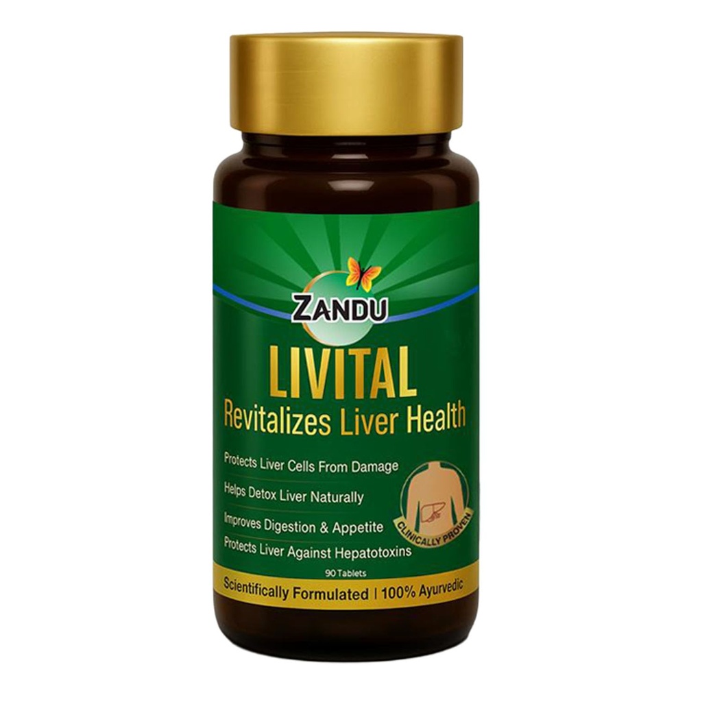 Zandu Livital Tablets, 100% Ayurvedic Ingredients, Protects Member Against Various Hepatotoxins d.o.124; Jótékonyság a zsíros májban