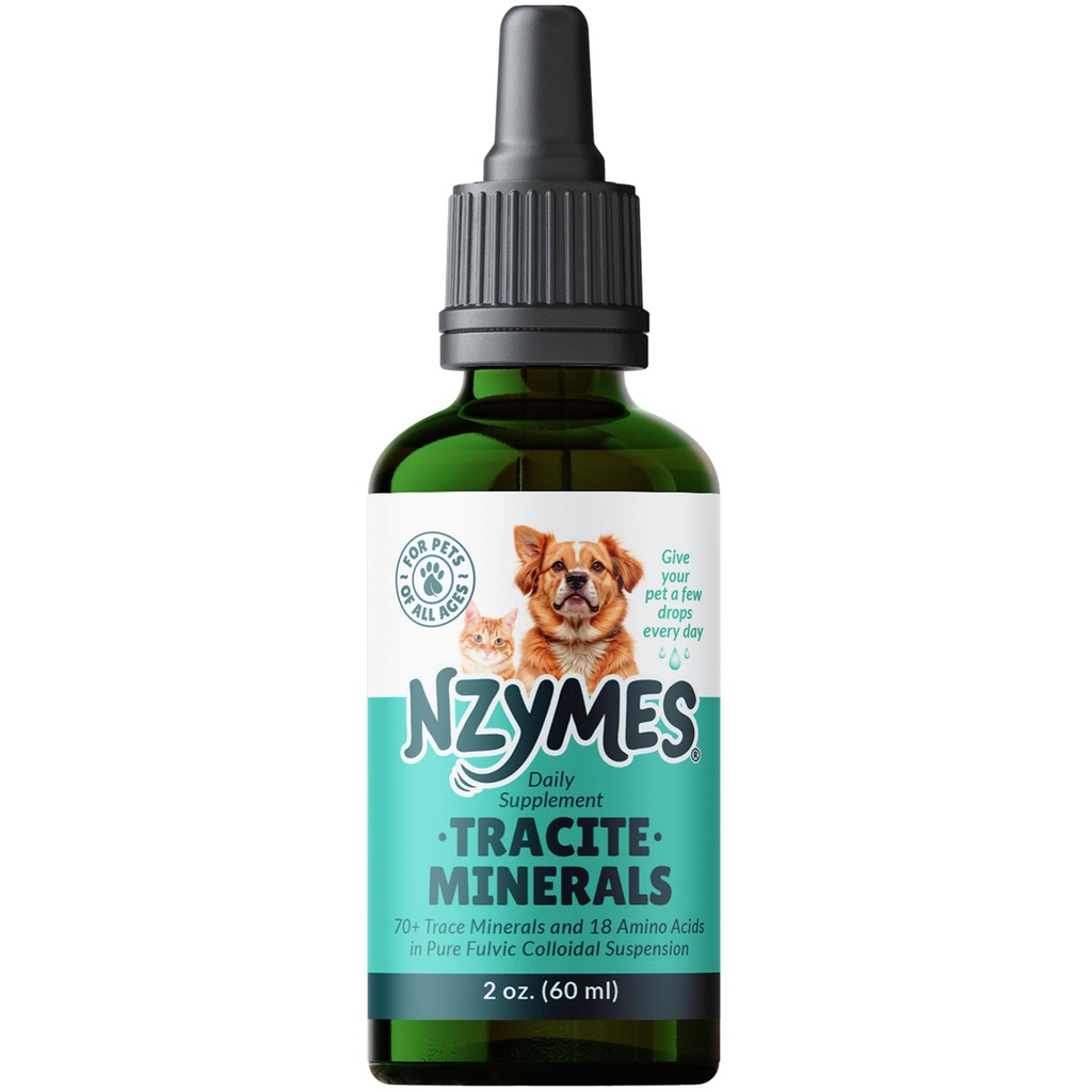 Nzymes® Tracite Mineralstoffe für Haustiere - Fulvic Acid, Huminsäure und eisenbasierte Trace Mineraltropfen und Aminosäuren für ATP Energy und Verdauungsmedizin - Made in USA