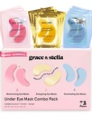 Anmut & stella Unter Augenmaske - Reduzieren dunkle Kreise, Puffy Eyes, Unterkietaschen, Falten - Gel Under Eye Patches, Vegan Cruelty-Free Self Care (72 Paare, GoldPinkBlue)