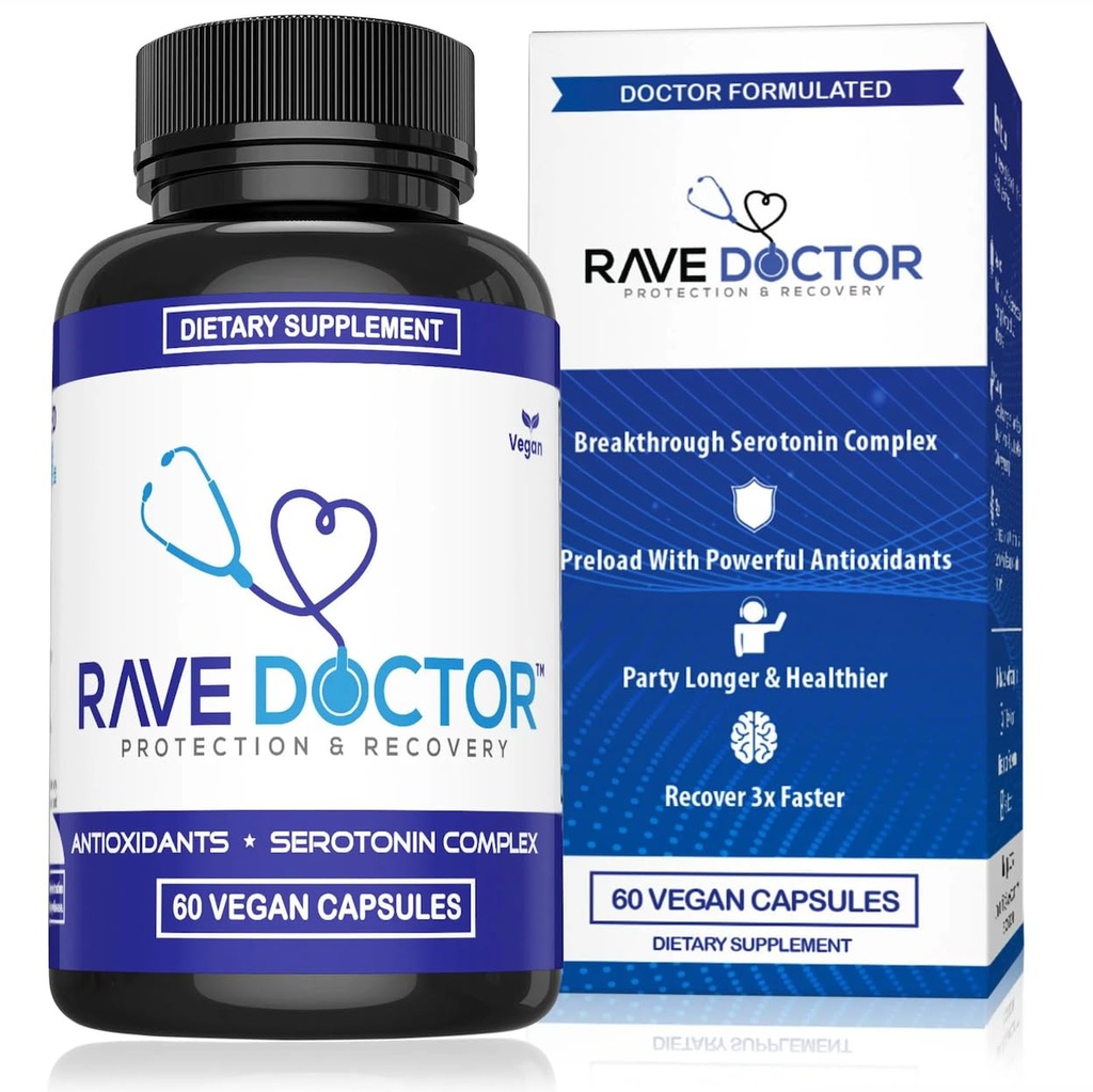 Rave Doctor 5 HTP-Ergänzung - Essential Rave Vitamins for Festival Goers, Rave Zubehör, Festival Essentials, Festival Gear, Rave Essentials, 5htp Ergänzung
