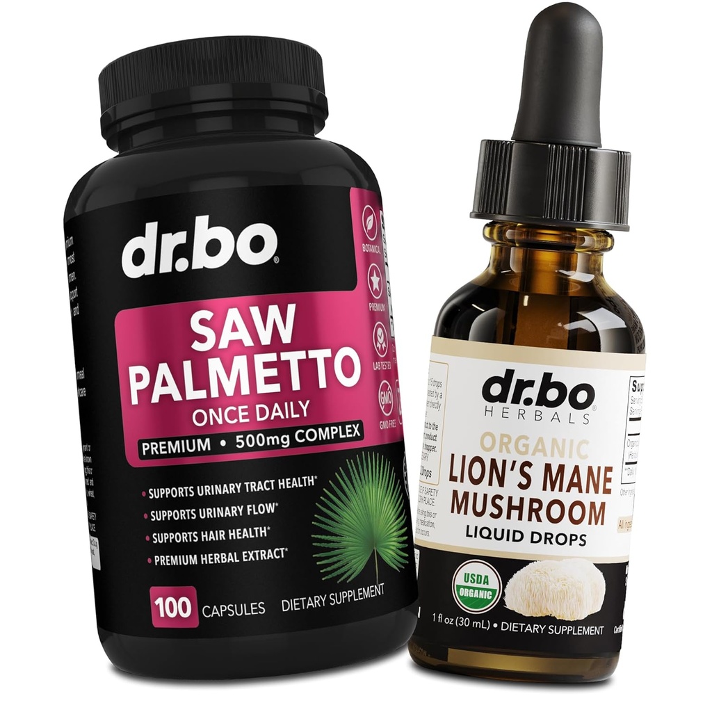 Saw Palmetto für Frauen Haarausfall & Lions Männliche Pilztropfen - DHT Blocker Growth Plus Bladder & Organic Lion's Mane Mushroom Liquid Drops Tincture - Pure Saw Palmetto Hair Loss & Urination Pillen