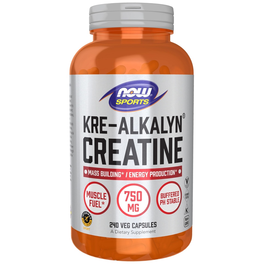 NOW Foods Sports Nutrition, Kre-Alkalyn Creatine 750 mg, Mass Building*/Energy Production*, 240 Veg Kapseln